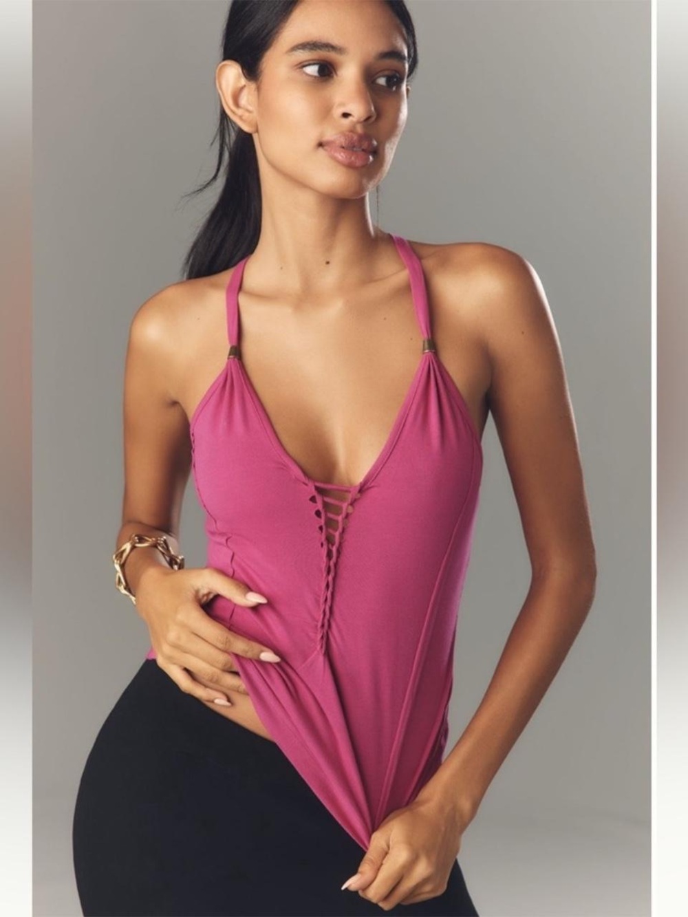 Nwot Pilcro pink Lace-Up Halter Tank Top